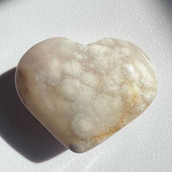 Flower Agate‎ Heart Carving (#10) - Picture 4 of 9